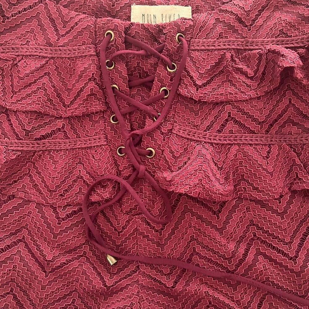 Moon River wine Lace-Up Ruffle Mini Shorts – Boho Romance whimsygoth S NWT - Picture 6 of 6